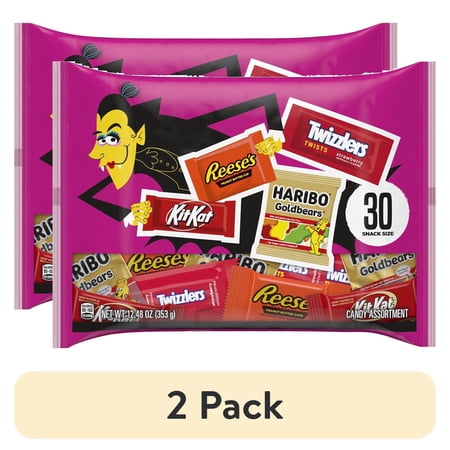 (2 pack) Hershey Assorted Flavored Snack Size Halloween Candy, Bag 12.48 oz, 30 Pieces