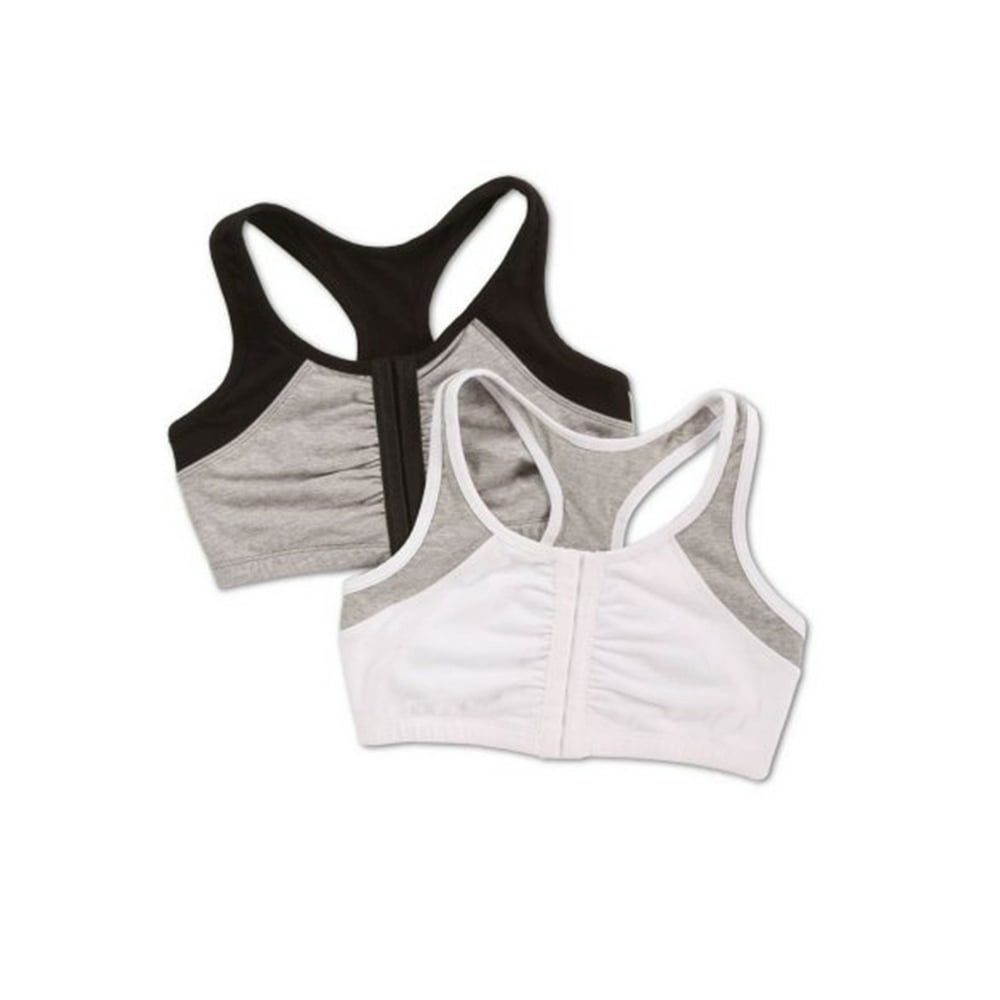 Fruit of the Loom Womens Front Close Racerback Sport Bra, Style FT390, 2Pack