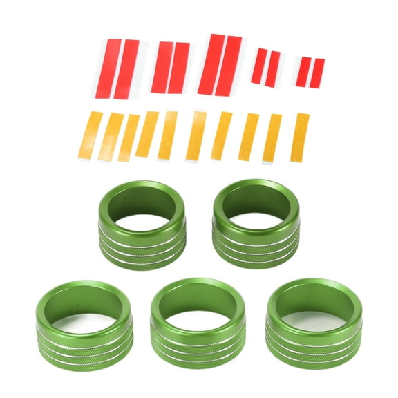 Unique Bargains AC Media Control Switch Knob Cover Interior Trim for Dodge for RAM 18-22 Aluminum Alloy Green 5 Pcs