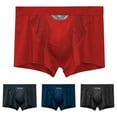 thumbnail image 1 of Men's Underwear Boxer Briefs Solid Color Loose Boxers Shorts Shaping Underwear Daily Homewear Red L, 1 of 4