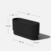 Veradek Demi Series 30 Long Plastic-Stone Planter - Black 2 Pack