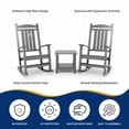 thumbnail image 6 of ECOPATIO 3-Piece Outdoor Rocking Chair Set of 3,All Weather Poly Lumber Adirondack Rocker Chair with High Back,Gray, 6 of 6