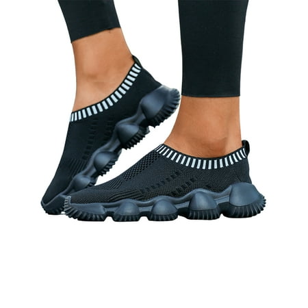 

Wazshop Boy s Sock Sneaker Mesh Sneakers Slip On Running Shoes Comfort Breathable Sport Flats Boys Athletic Shoe Casual Fashion Black White 3Y