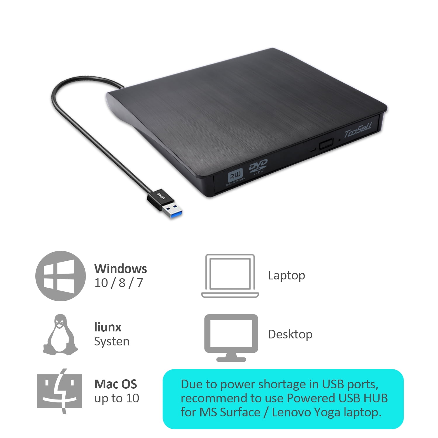 External DVD Drive for Laptop,USB 3.0 External DVDRW/CD Burner Writer