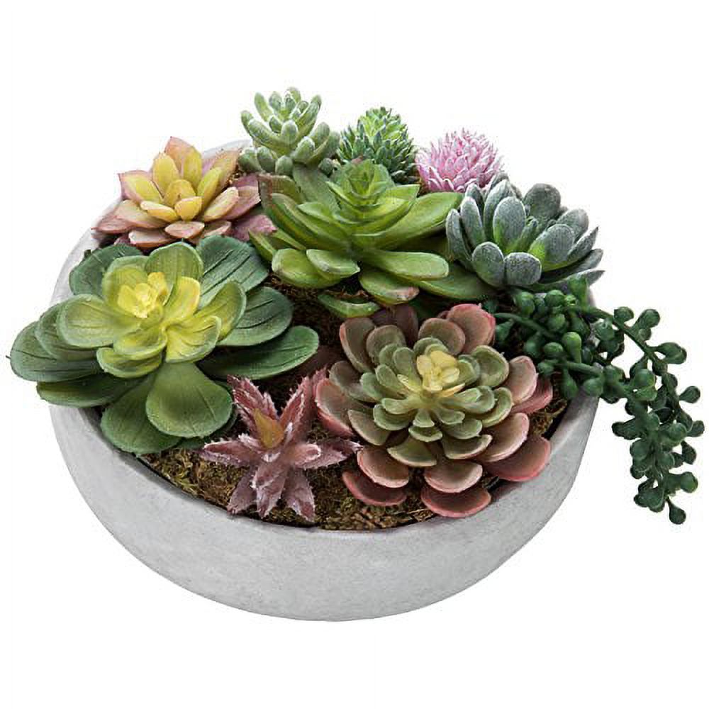MyGift 8 inch Artificial Succulent Arrangement in Round Modern Concrete Pot, Gray - image 5 of 5