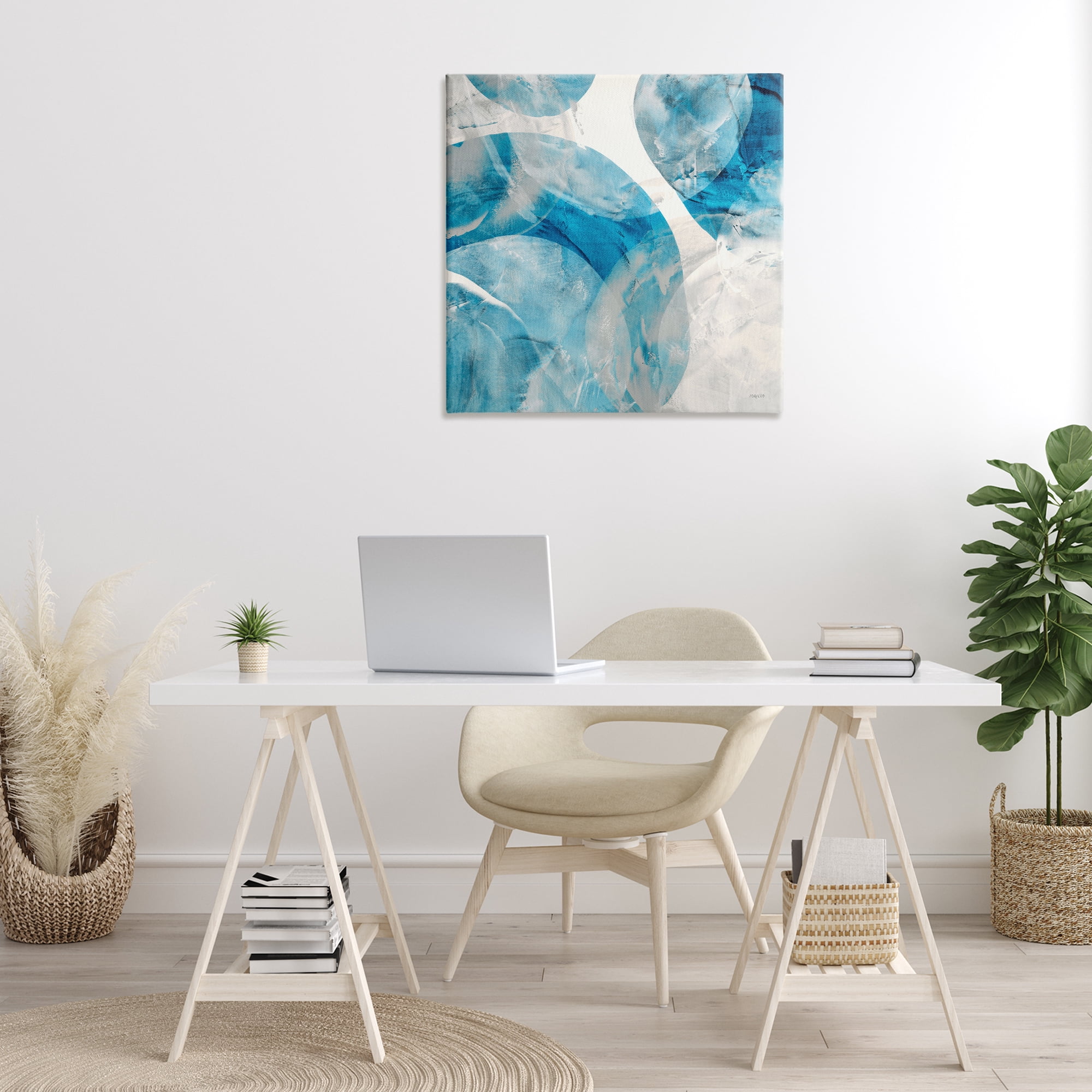 Stupell Industries Opaque Blue Spheres Abstract Painting Gallery Wrapped Canvas Art Print Wall Art, 30 x 30