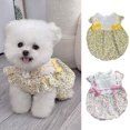 thumbnail image 2 of Delicate Floral Dog Dress - Bowknot Tie Puff Hem Puppy Dog Skirt Pet Vest Shirt for Summer, 2 of 8