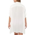 thumbnail image 2 of DOTTI Women's White Buttoned Shirtdress Deep V Neck Textured Royal Belize Swimsuit Cover Up M, 2 of 2
