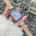 thumbnail image 2 of Leather Band Compatible for Apple Watch Bands Women 38/40/41/42mm Dressy Heart Design Slim Leather Strap with Adjustable Buckle Bracelet for iWatch Series 10/9/SE/8/7/6/5/4/3/2/1, Khaki, 2 of 9