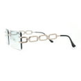 thumbnail image 3 of Luxury Jewel Large Chain Link Arm Rimless Rectangle Designer Sunglasses Gold - Green, 3 of 4