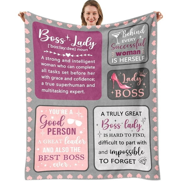 Boss Lady Gifts for Women Throw Blanket, Best Boss Day Birthday Gifts for Women, for Bosses Female, Supervisor Managergifts for Women, Boss Lady Appreciation Day Gift Blanket 50"×60"