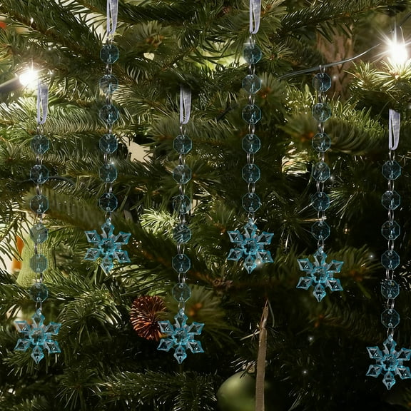 6PCS Snowflake Christmas Decorations, Acrylic Crystal Icicle Pendants, Hanging Xmas Ornaments, Water Drop Pendant for Holiday, Christmas Tree & Window Decor