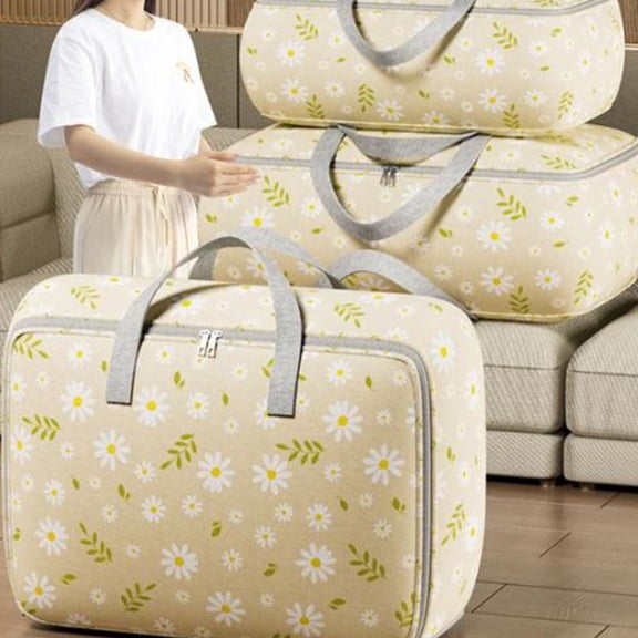 Xuniizn Moving Bags Heavy Duty, Storage Bags for Blankets & Clothes, Large Packing Bags with Zipper, Totes for Storage - Waterproof Comforter Storage Bag, Moving & Blanket Storage Solutions, Yellow