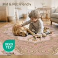 thumbnail image 4 of ODIKA 8'x10' Washable Area Rug Non-Shedding, Easy Care, Pink Boho Pretty Centered Lunar Crisp Ornamental Retro Vintage for King Size Bedroom Under Bed, Master Suite, 4 of 7