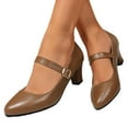 thumbnail image 3 of Low Heel Shoes for Women Square Toe Casual with Ankle Strap Mary Jane Shoes (Brown 9), 3 of 8