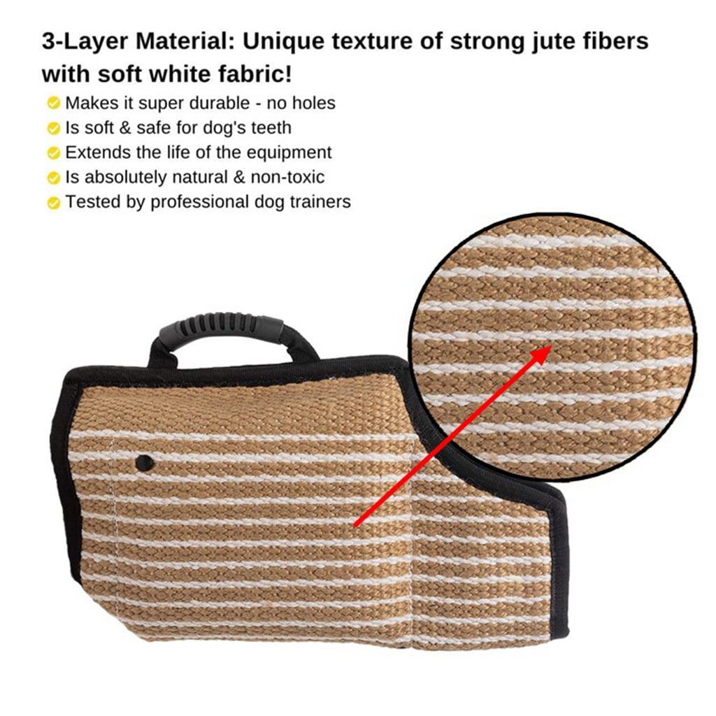 ZPAQI Strong Jute Dog Bite Sleeve Tug Work Puppy Training Playing Chewing Toy Hand Glove for Training Schutzhund K9 Rottweiler
