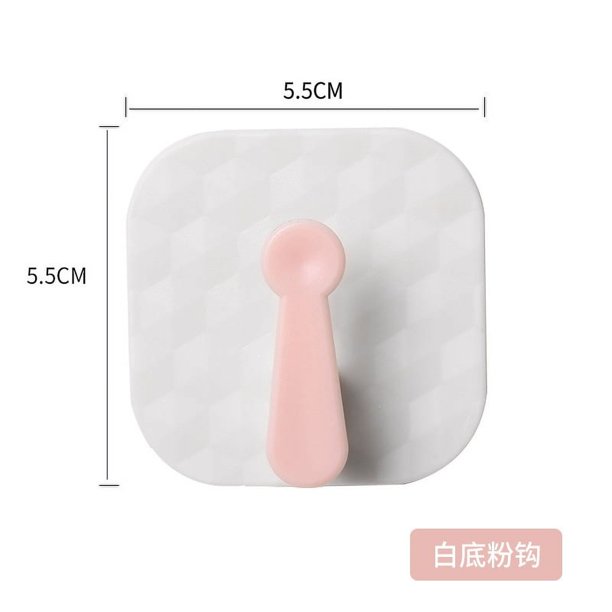 Zhuge Gancho de bloqueo de color de 20 piezas para uso doméstico, sin perforaciones, sin rastro, gancho adhesivo, gancho pequeño para llaves, gancho para ropa (blanco + rosa)