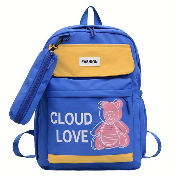 Mochila Preppy Kawaii De Gran Capacidad Con Estuche Para Lápices, Mochila Escolar Ligera Y Duradera De Nailon, Bolso De Viaje De Moda
