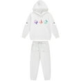 thumbnail image 4 of IUYRTFE Kids Halloween Hooded Sweatshirt Set Long Sleeve Pullover Two Piece Outfit Fall Winter Warm Casual Playwear Party Wear Toddler Boys Girls Clothing(White#1,10 Years), 4 of 5