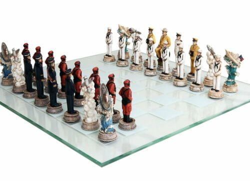 Ebros WW 2 United States VS Japan Chess Pieces With Board 17X17 Collectible 