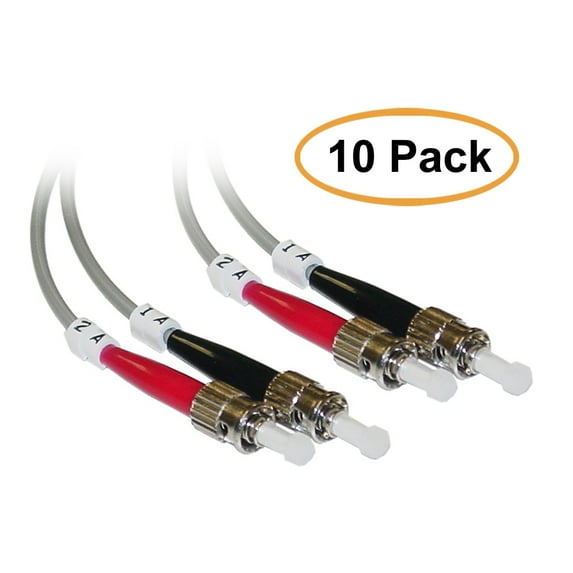 eDragon Fiber Optic Cable, ST/ST, Multimode, Duplex, 50/125, 3 Meter (10 Foot), 10 Pack