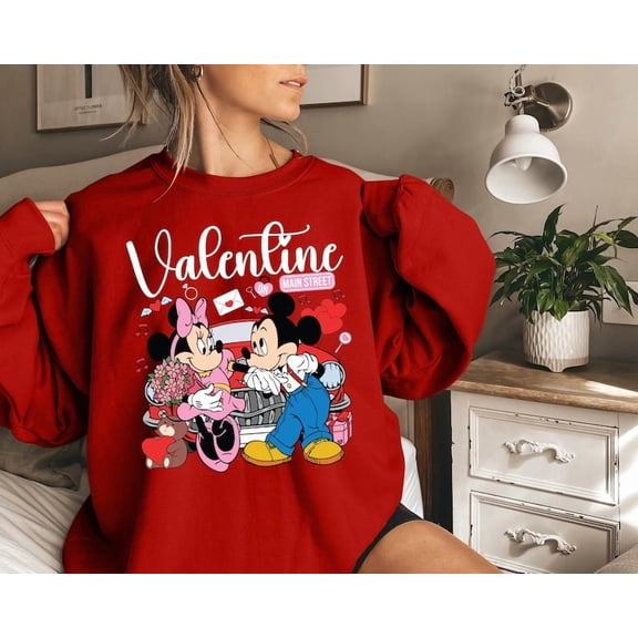 Retro Valentines Day Sweatshirt,Cute Valentine Main Street Shirt,Disneyland Valentine Sweater,Disney Couple Crewneck,Disney Valentine's Gift