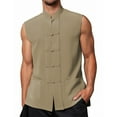 thumbnail image 2 of Men's Linen Vest - Casual, Lightweight, Sleeveless Jacket for Summer Outdoor Work & Fashion, Breathable, Versatile, 2 of 3