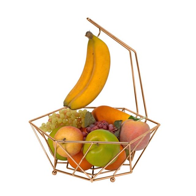 Kitchen Details 23377-COPPER Geode Fruit Basket with Banana Tree, Copper