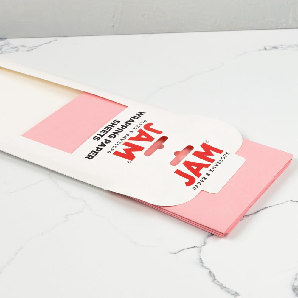JAM Paper Matte Wrapping Paper Sheets, 30 x 20 per Sheet (25 sq ft Total), Matte Baby Pink, 6 Sheets