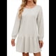 thumbnail image 2 of Vestido Tipo Sudadera de Larga para Mujer, de Otoño, con Cuello Redondo, de Punto Acanalado y Patchwork, Minivestidos Informales. Gris XL, 2 of 7