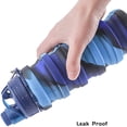 thumbnail image 2 of Botella de agua deportiva de silicona plegable, 500 ml, tamaño ajustable, reutilizable, a prueba de fugas, agua fácil de transportar (camuflaje azul), 2 of 5
