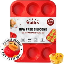 Walfos Silicone Muffin Pan - 12 Cups Regular Silicone Cupcake Pan, Non-stick Silicone Great for Making Muffin Cakes, Tart, Bread - BPA Free and Dishwasher Safe