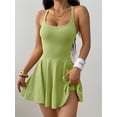 thumbnail image 5 of Tennis Dress with Built in Shorts and Bra Golf Dresses for Women with Shorts Tennis Dress Cut Out Green M, 5 of 7
