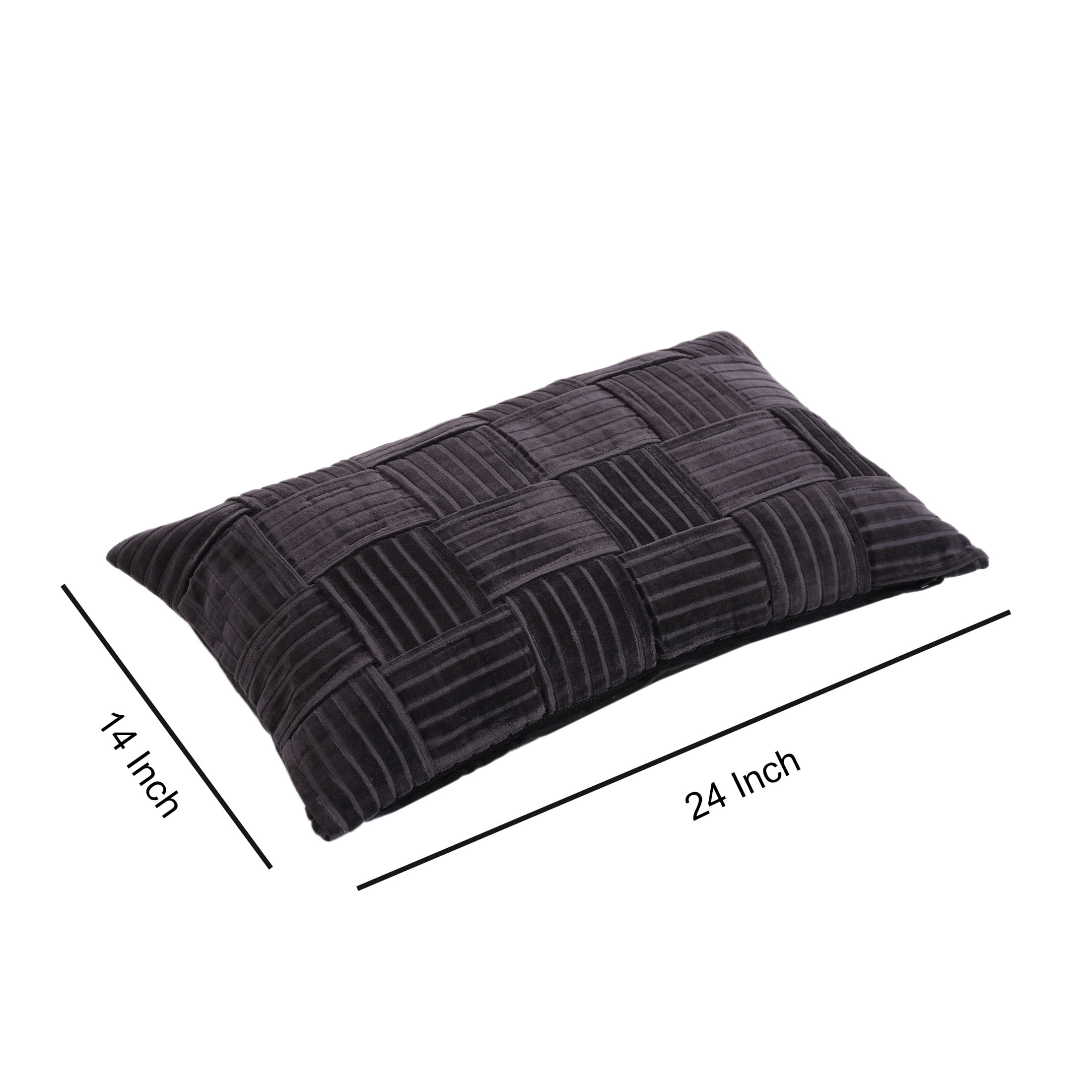 Better Homes & Gardens 14"x24" 2-pack Velvet Woven Throw Pillow Covers, Rich Black