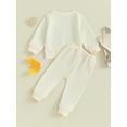 thumbnail image 4 of Arvbitana Toddler Baby Girls Pants Set Long Sleeve Letter Print Sweatshirt + Jogger Pants 2Pcs Fall Outfits Infant Casual Sweatsuit 6M 12M 18M 24M 3T, 4 of 9