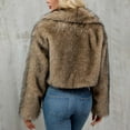 thumbnail image 6 of Hueook Winter Coats for Women Ladies Warm Faux Furry Coat Jacket Winter Solid Turn-Down Collar Outerwear Khaki M, 6 of 9