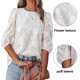 thumbnail image 4 of Top suelto de gasa con mangas de burbuja Camisa con textura floral （blanco）, 4 of 6