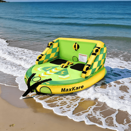MaxKare 2 Person Inflatable Towable Tube for Boating 69 × 66 × 33 Green