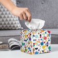 thumbnail image 6 of Kdxio Colorful Spots Print Tissue Box Cover,Square Decorative PU Leather Facial Paper Case Organizer Holder Dispenser for Bathroom,Night Stands,Desk,Car 5.2''X5.2''X5.2'', 6 of 8