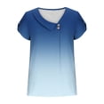 thumbnail image 6 of Summer Tops for Women 2026 Gradual Casual Short Sleeve T-Shirt Fashion Slanted Neck Button Shirts, 6 of 7