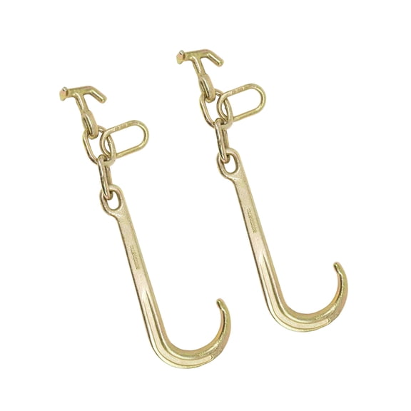 (2 Pack) 15" G70 J Hook w/ T-J Hooks and Enlarged Link, 5,400 lbs WLL, G70