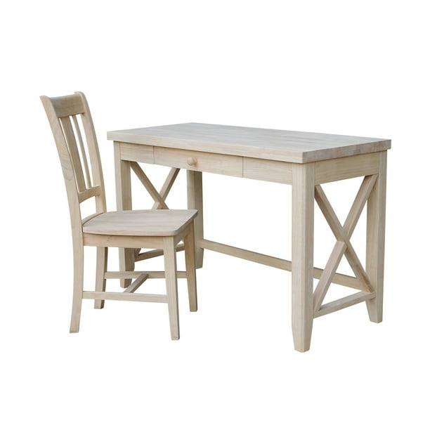 Hampton Solid Wood Desk And Chair Set Unfinished Walmart Com