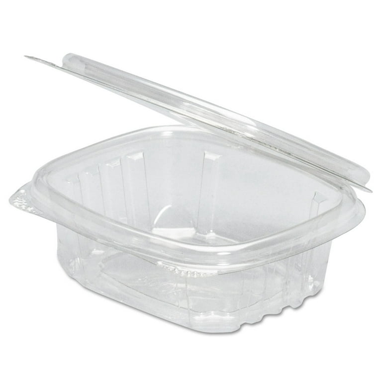 Choice 32 oz. Clear RPET Tall Hinged Deli Container with Domed Lid -  200/Case