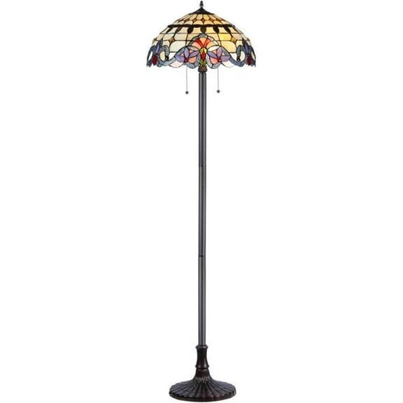 Pemberly Row Modern Tiffany-style 2 Light Floor Lamp 18" Shade