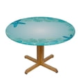 thumbnail image 3 of HAOXIT  Ocean Tablecloth, Modern Sealife Marine Sea Shells Stars Fish Under The Sea Image, Round Table Cover for Dining Room Kitchen Decor 46-50, 3 of 8