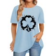 thumbnail image 2 of Pxiakgy Vente Chaude! T-Shirt Trèfle de la Saint-Patrick pour Femmes Chanceux Irlandais Manches Courtes T-Shirt Graphique Trèfle Mode Décontractée Col Rond Manches Courtes Imprimé, 2 of 6