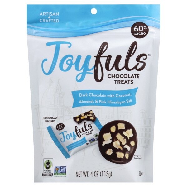 Joyfuls Chocolate Treats Coconut Almond Case Of 6 4 Oz