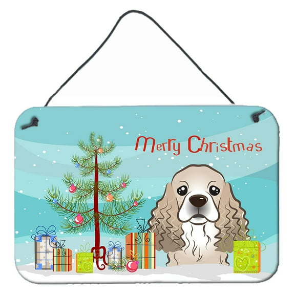 Caroline's Treasures BB1588DS812 Christmas Tree and Cocker Spaniel Wall or Door Hanging Prints , 8x12, multicolor