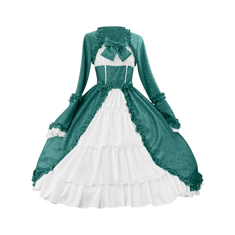 Cyber**Monday ChaoHeng Winter Dresses for Women Medieval Gothic Victorian  Square Neck Bow Detail Corset Dress