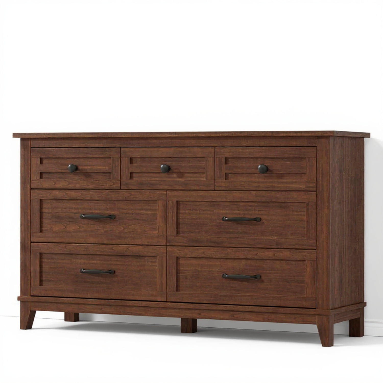 Hodedah 7-Drawer Dresser with Side Cabinet equipped with 3-Shelves,  Mahogany - Walmart.com